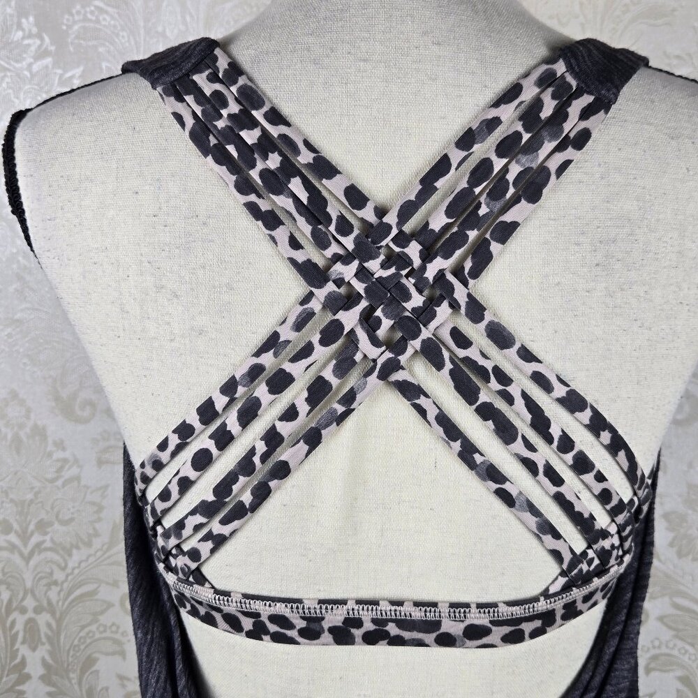 Lululemon Size 6 Gray Tank with Dotted Strappy Sports Bra Built In Drape Back - Picture 7 of 12